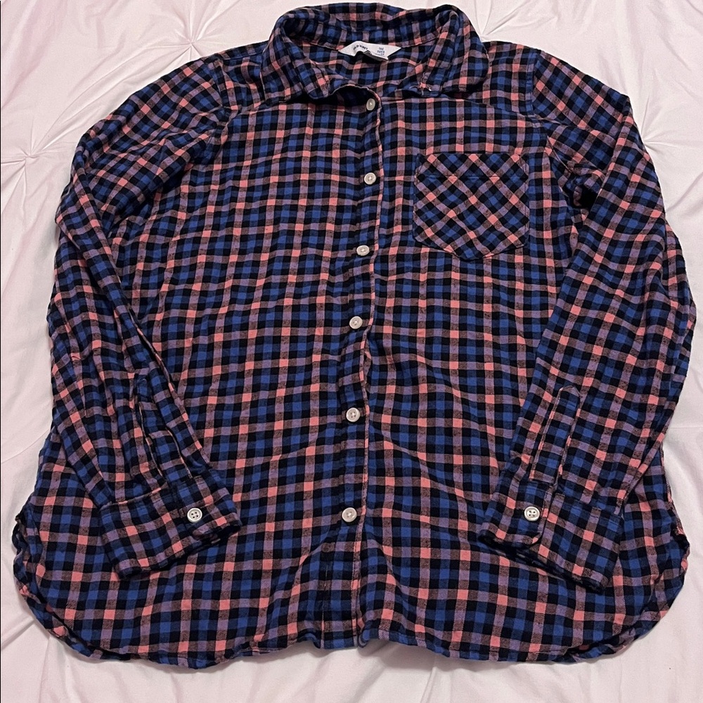 100% cotton Old Navy Plaid Shirt - Navy and Pink